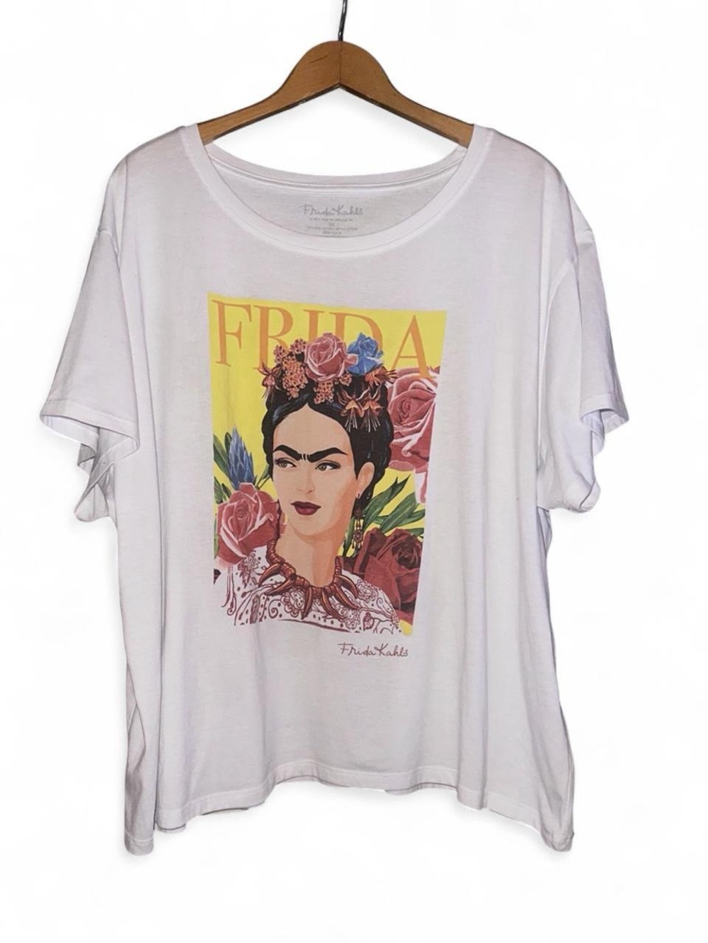 Frida Kahlo Graphic T-Shirt Top By Jerry Leigh of California features a vibrant
